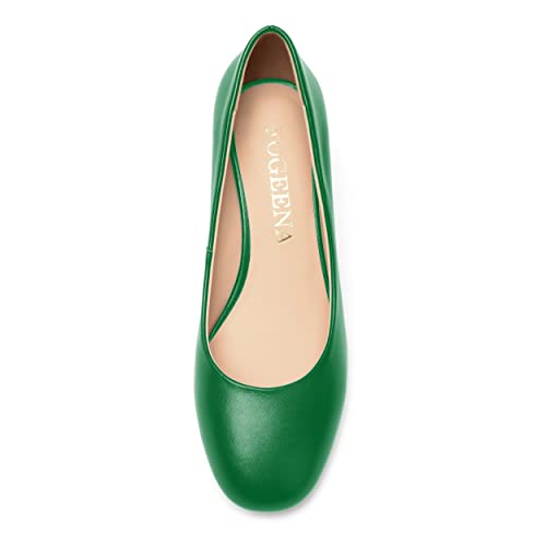 Women’s Matte Leather Slip On Chunky Low Heel Pumps E80602