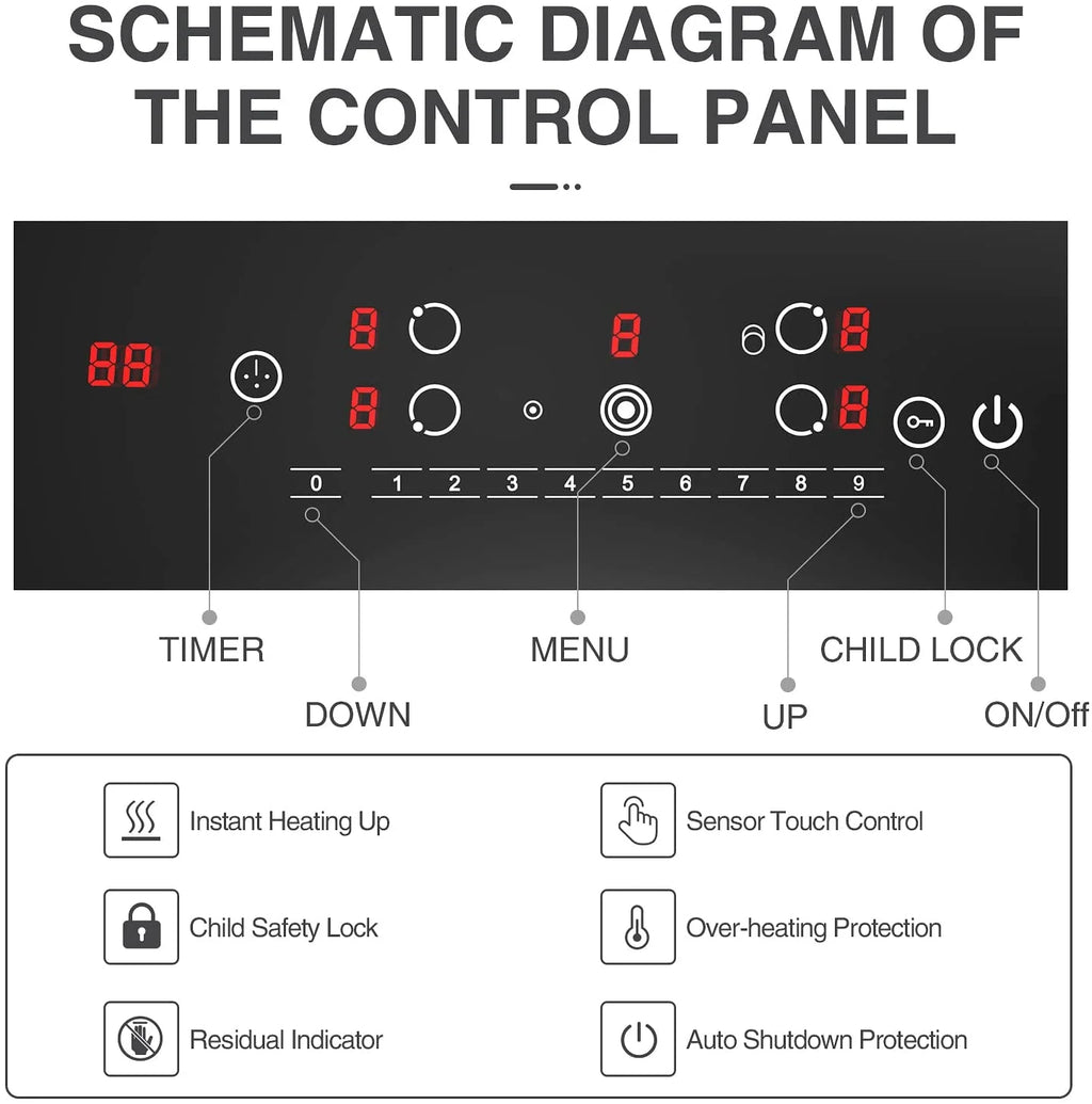30 Inch Built-in Electric Cooktop with Touch Screen and Safety Lock B74537