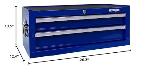 Industrial 2 Drawers Portable Metal Tool Box 26" Blue V6365