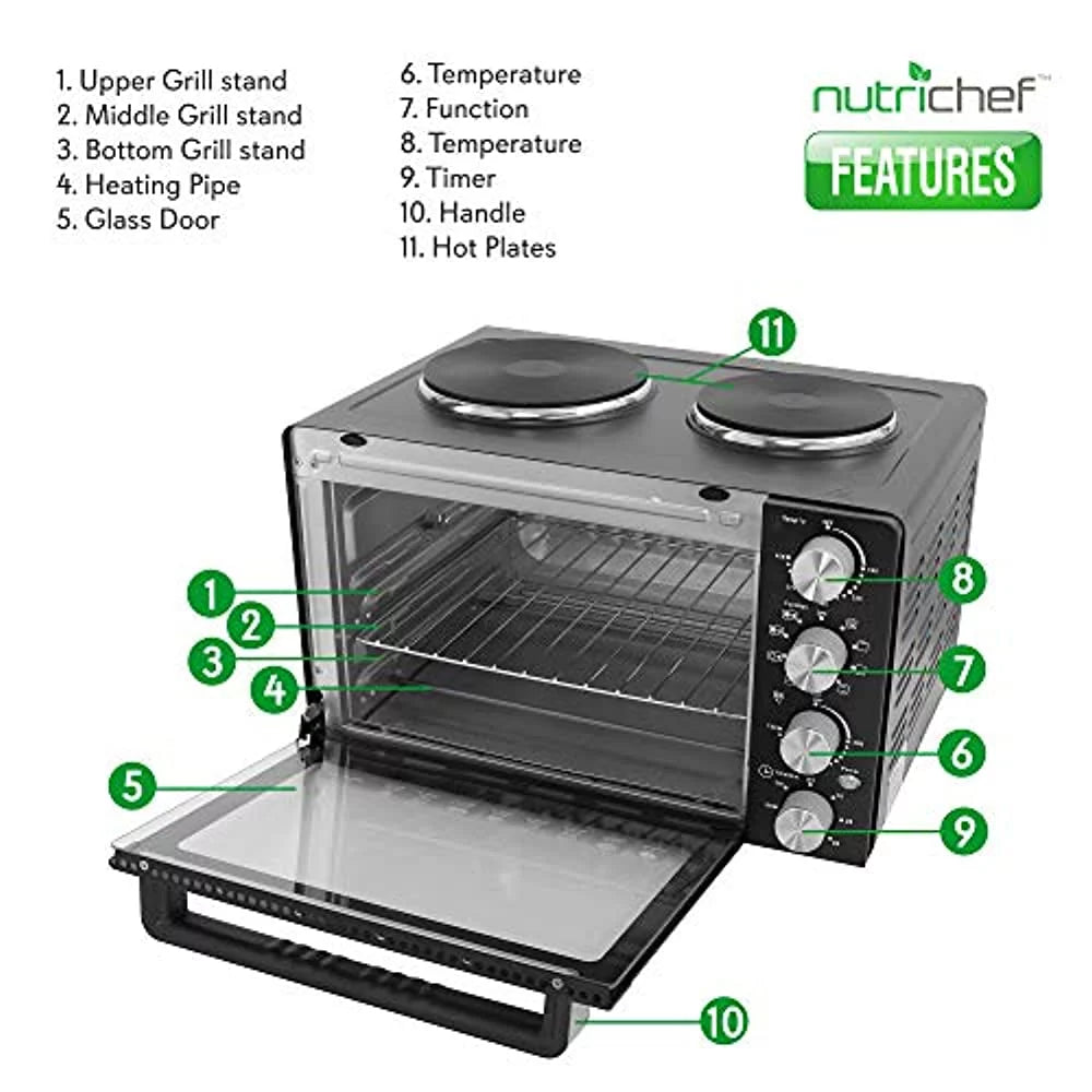 NutriChef 30 Quart Convection Countertop Oven with Rotisserie T582497