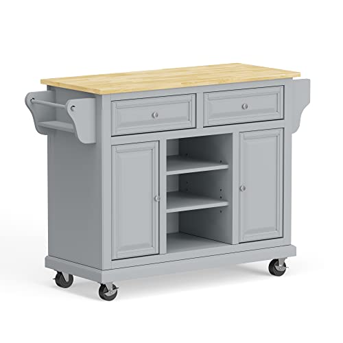 Glenwillow Home Kitchen Cart with Wood Top, Cherry Y533