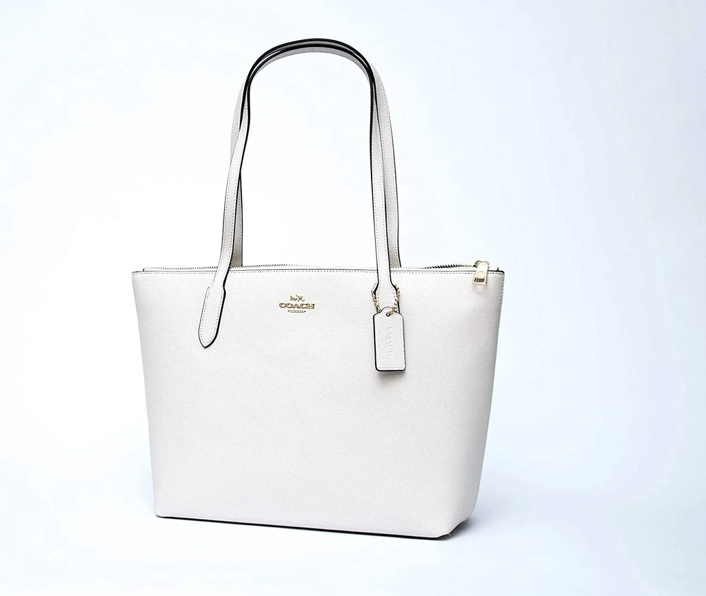 Coach Leather Zip Top Tote Chalk B630568