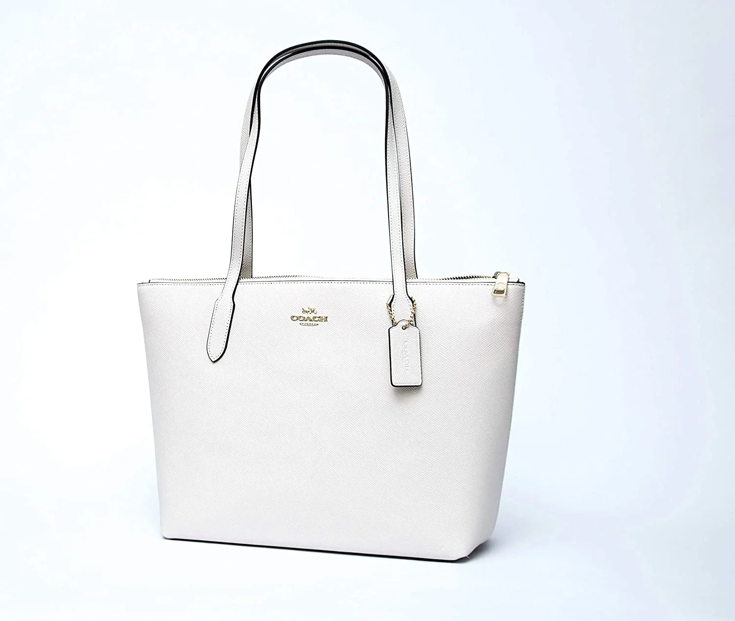 Coach Leather Zip Top Tote Chalk B630568