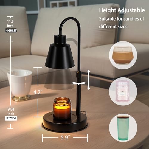 Black Adjustable Candle Warmer Lamp with Timer Dimmer O916765