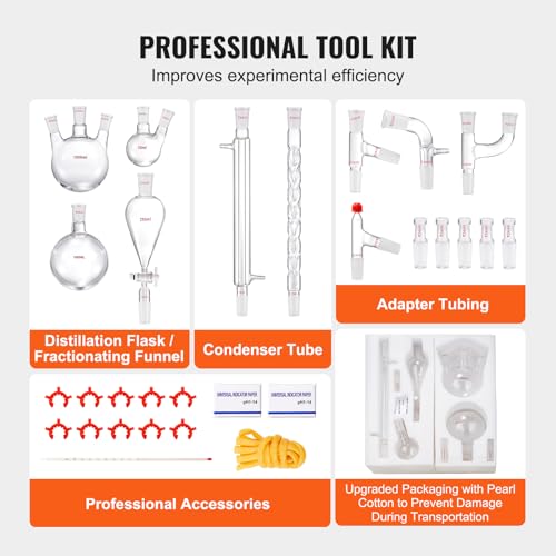 VEVOR 24/40 Chemistry Glassware Kit 29PCS 250 1000ml Y24853