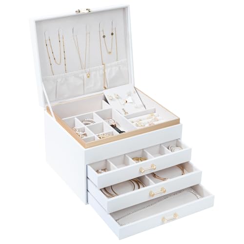 Jewelry Box with 4 Drawers for Women, Black H96916