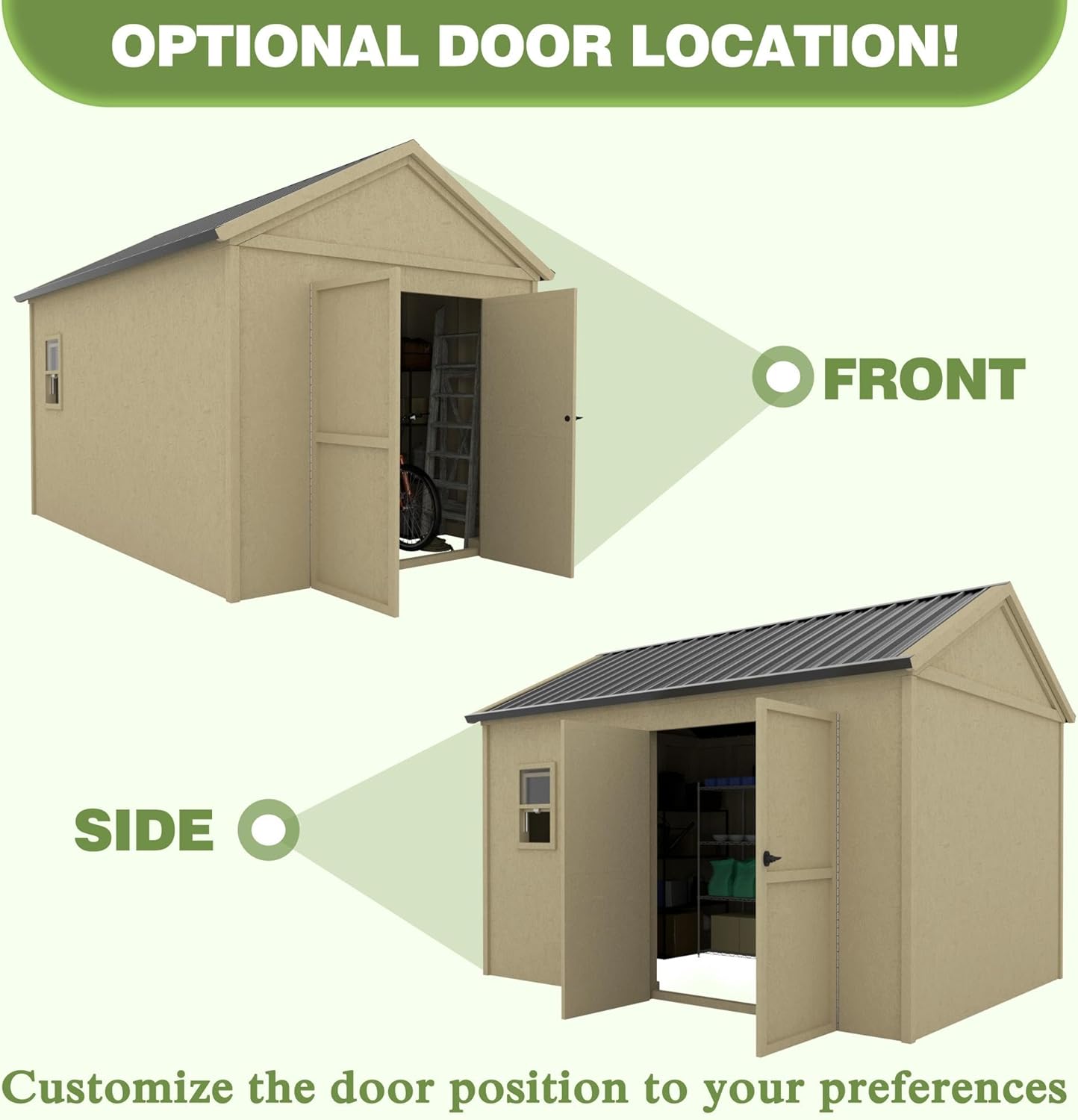 MUPATER 12 ft x 9 ft Outdoor Wood Shed with Metal Roof, Lockable Door M973