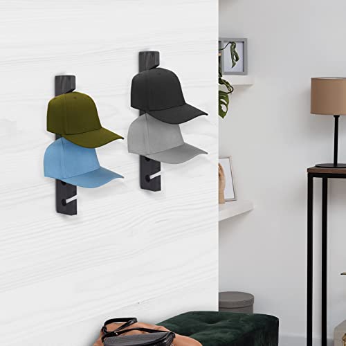 Hat Rack for Wall Baseball Cap Organizer Hanger (2 Pack) Wooden Brown C5457