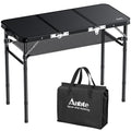 Folding Camping Table, 3ft Small Folding Table Portable 3 Adjustable Height Max 27.5" Aluminum Camping Table with Storage Net, Portable Table for Outdoor Backyard BBQ Picnic Beach