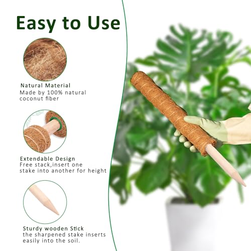 Moss Pole 2 Pack 17 Inch Plant Support for Climbing Indoor Plants S204376