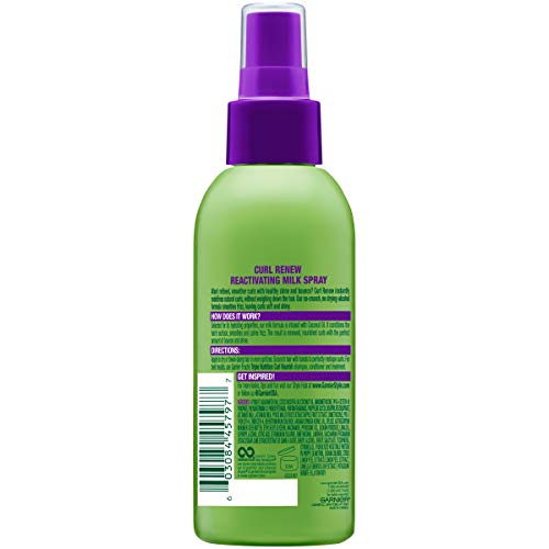 Garnier Fructis Style Curl Renew Reactivating Milk Spray for Curly Hair, 5 Fl Oz I601