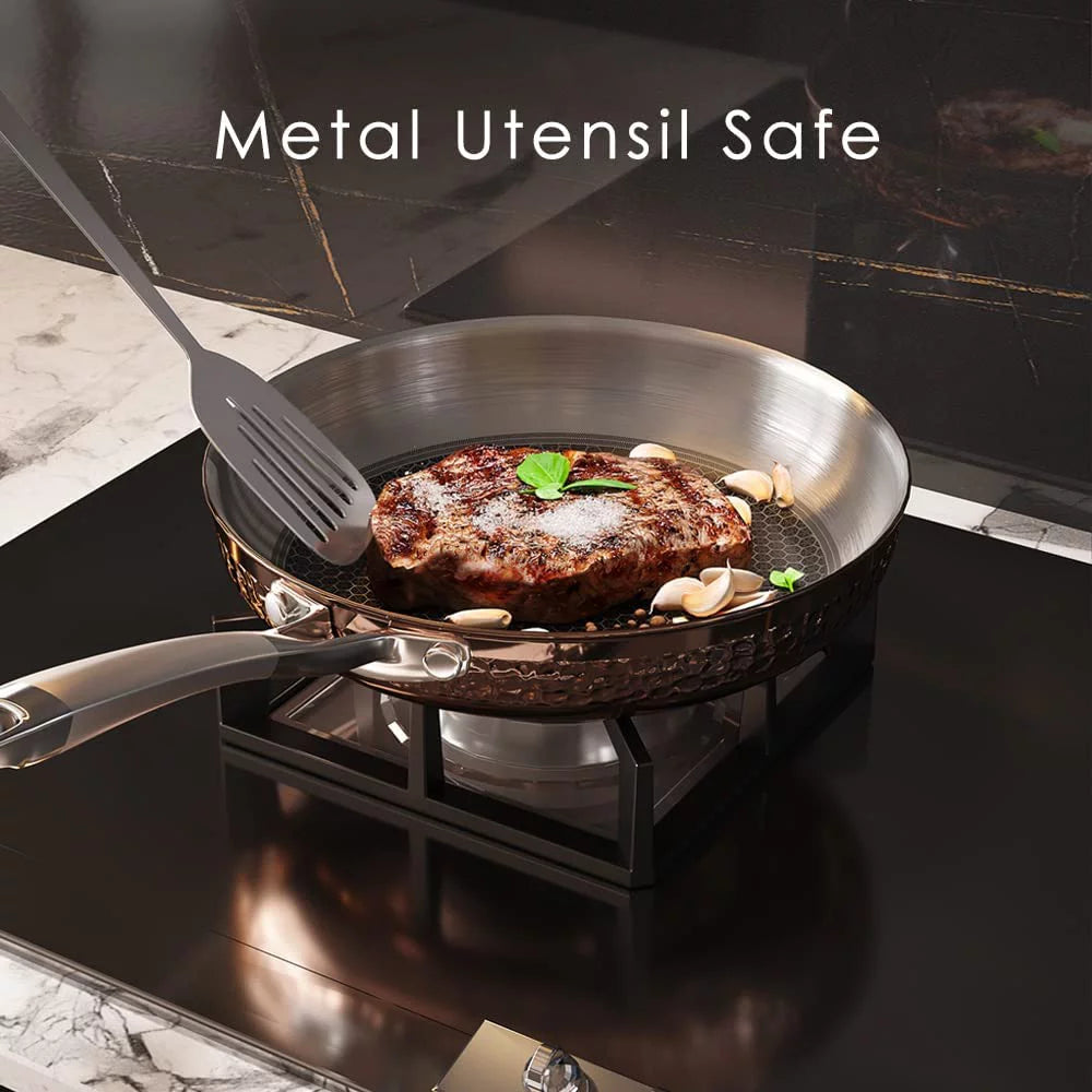 Homaz life 7-Piece Tri-Ply Stainless Steel Hammered Pots and Pans Set I838