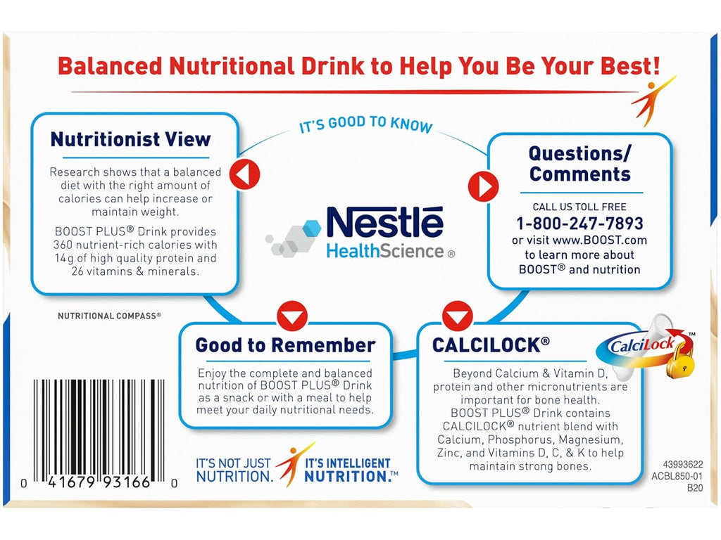 Boost Plus Complete Nutritional Drink Vanilla 8 Fl Oz Pack of 2 B617