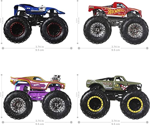 Hot Wheels Monster Trucks 4-Pack, 1:64 Scale Toy Trucks D8636
