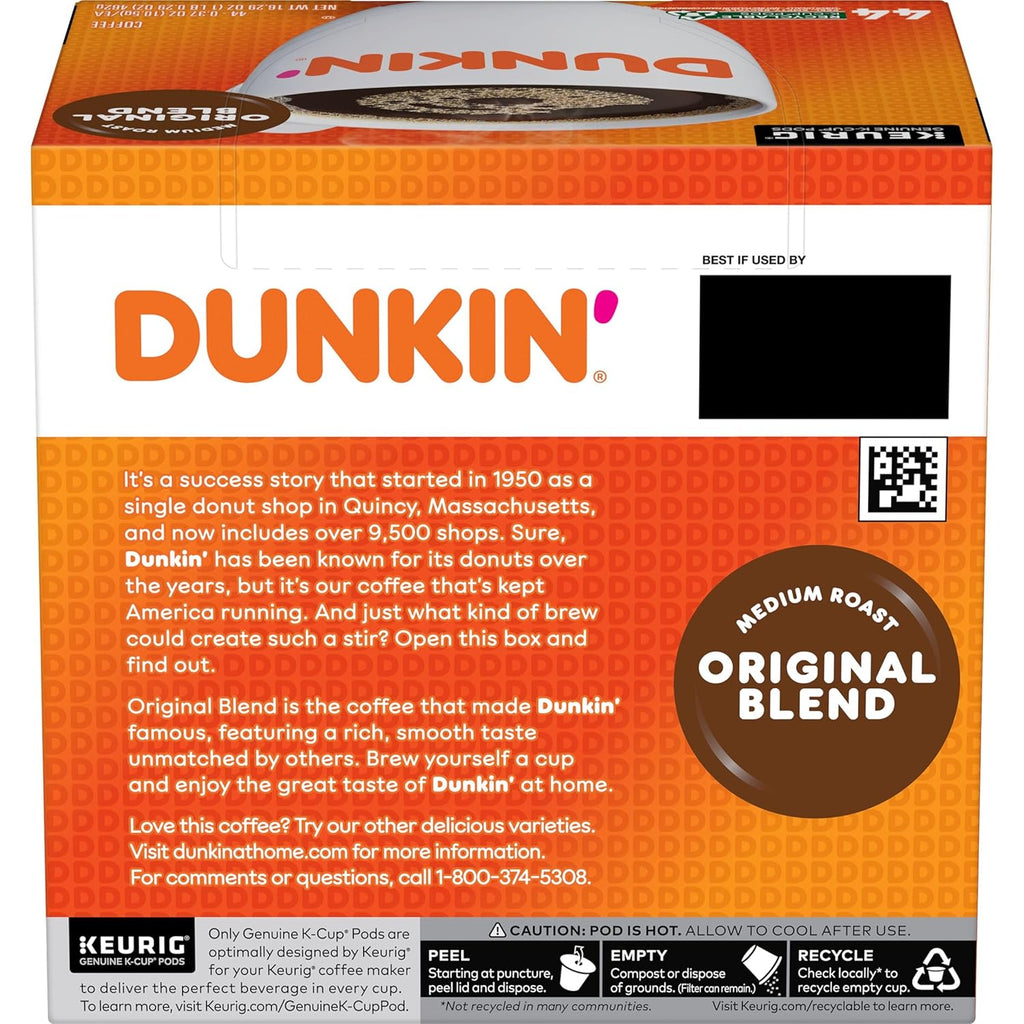 Dunkin' Original Blend Medium Roast Coffee, 176 K-Cup Pods P1506