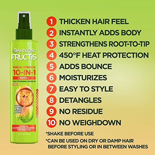 Garnier Fructis Grow Strong Thickening 10-in-1 Spray with Biotin-C, 8.1 Fl Oz E907841