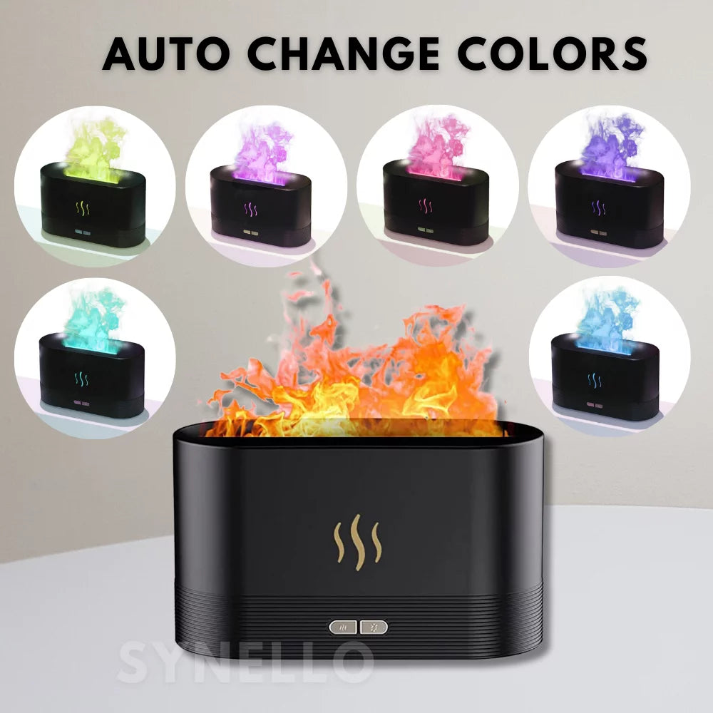 SYNELLO Flame Diffuser for Essential Oils 180ml Cool Mist Humidifier A15107