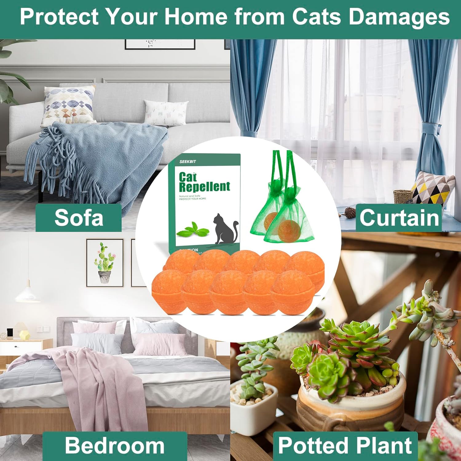 Natural Cat Repellent Outdoor Indoor Peppermint Oil Deterrent 10 Pack R8060