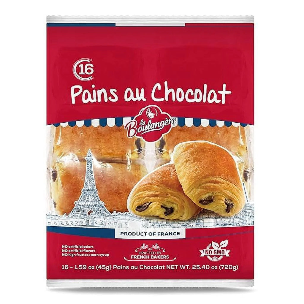 La Boulangere Pains Chocolat, Chocolate Croissants, Individually Wrapped, 16-Count (Pack Of 2)