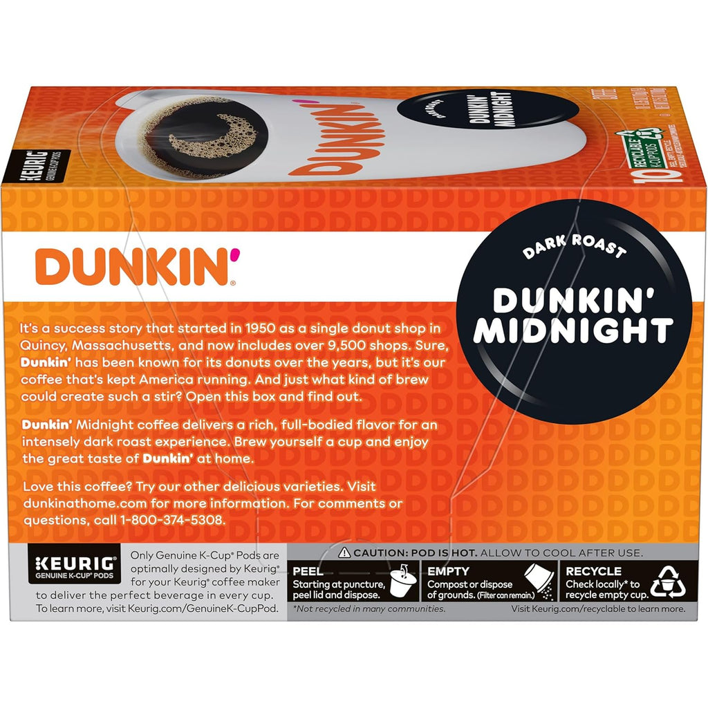 Dunkin' Midnight Dark Roast Coffee, 60 K-Cup Pods J487690