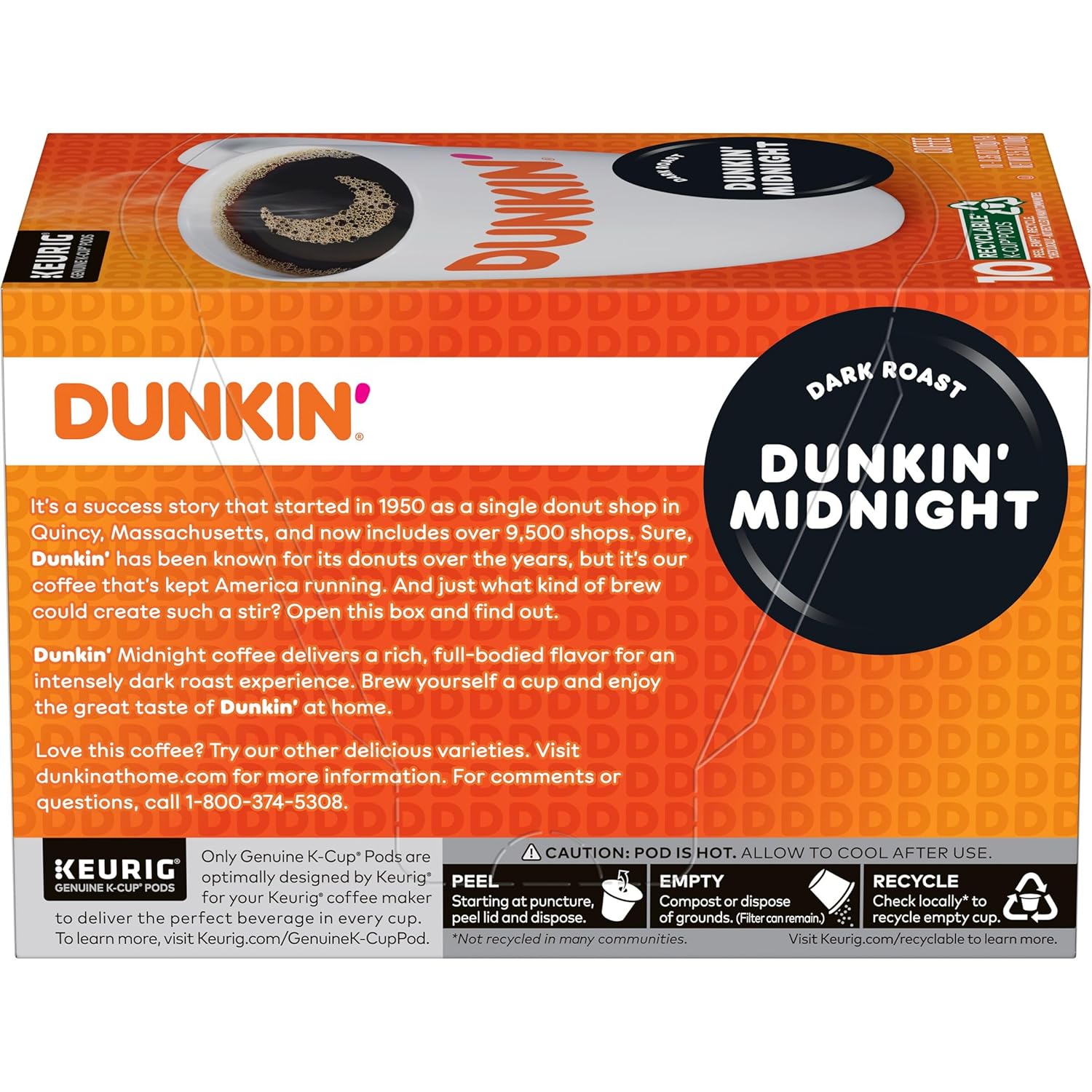 Dunkin' Midnight Dark Roast Coffee, 60 K-Cup Pods J487690