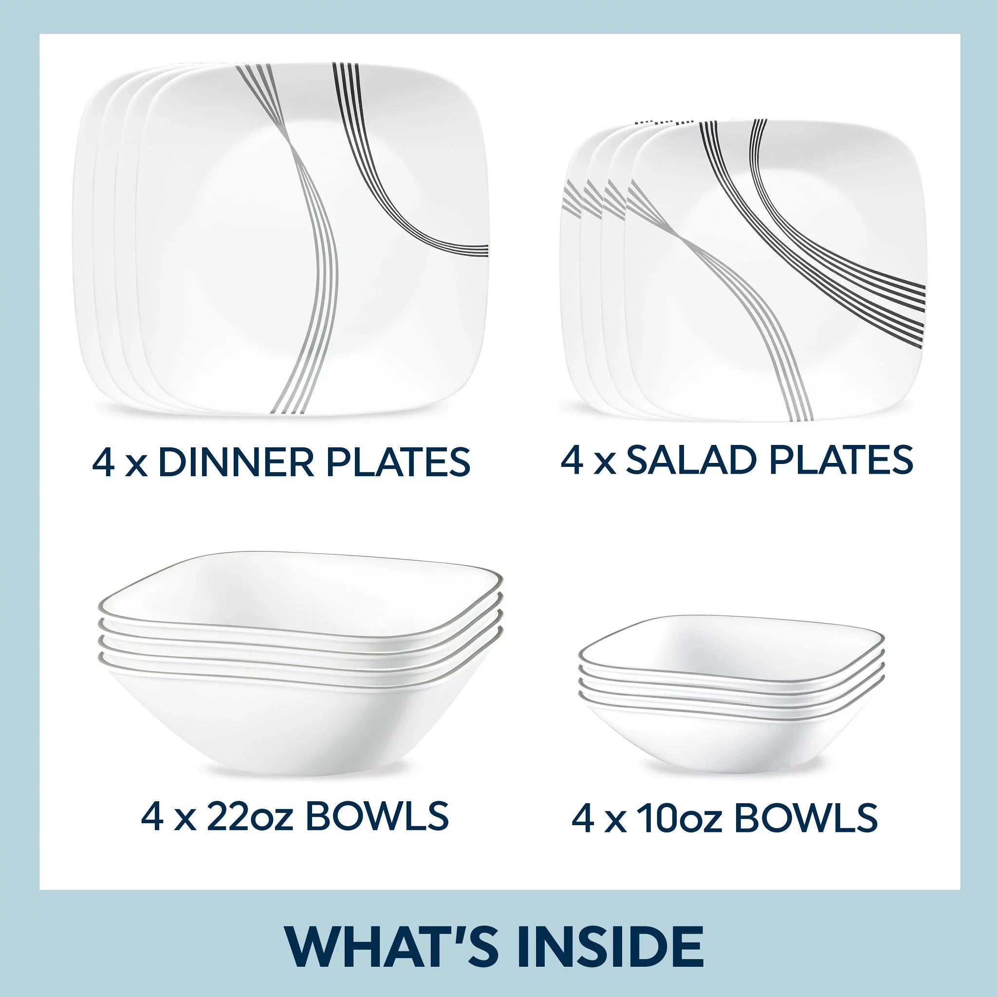 Corelle Urban Arc 16-Piece Dinnerware Set, Service for 4 J7437
