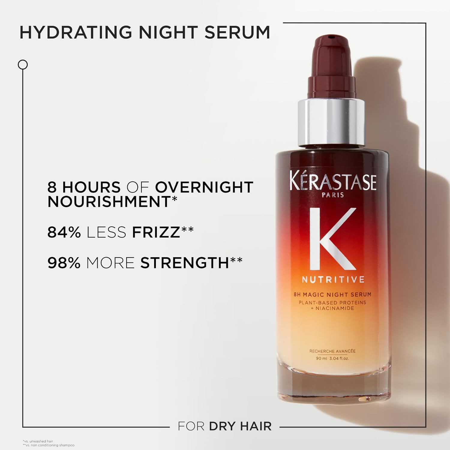 KERASTASE Nutritive 8H Magic Night Hair Serum, Overnight Hydrating Treatment for Dry Hair, 3.04 Fl Oz B6850