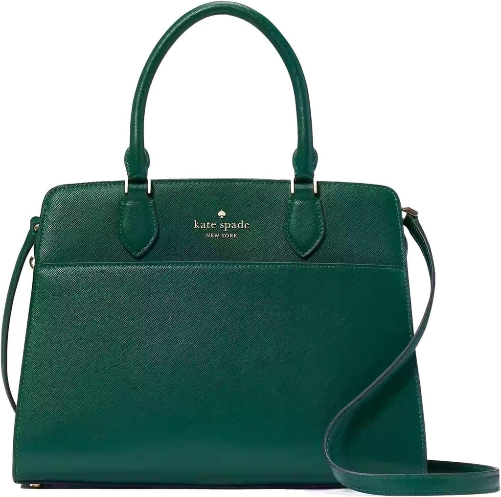 Kate Spade New York Women's Madison Saffiano Leather Medium Satchel Bag, Deep Jade