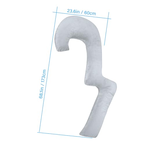 Swan Body Pillow with Cover, 68 Inches Memory Foam for Side Sleepers - Middle Grey N489