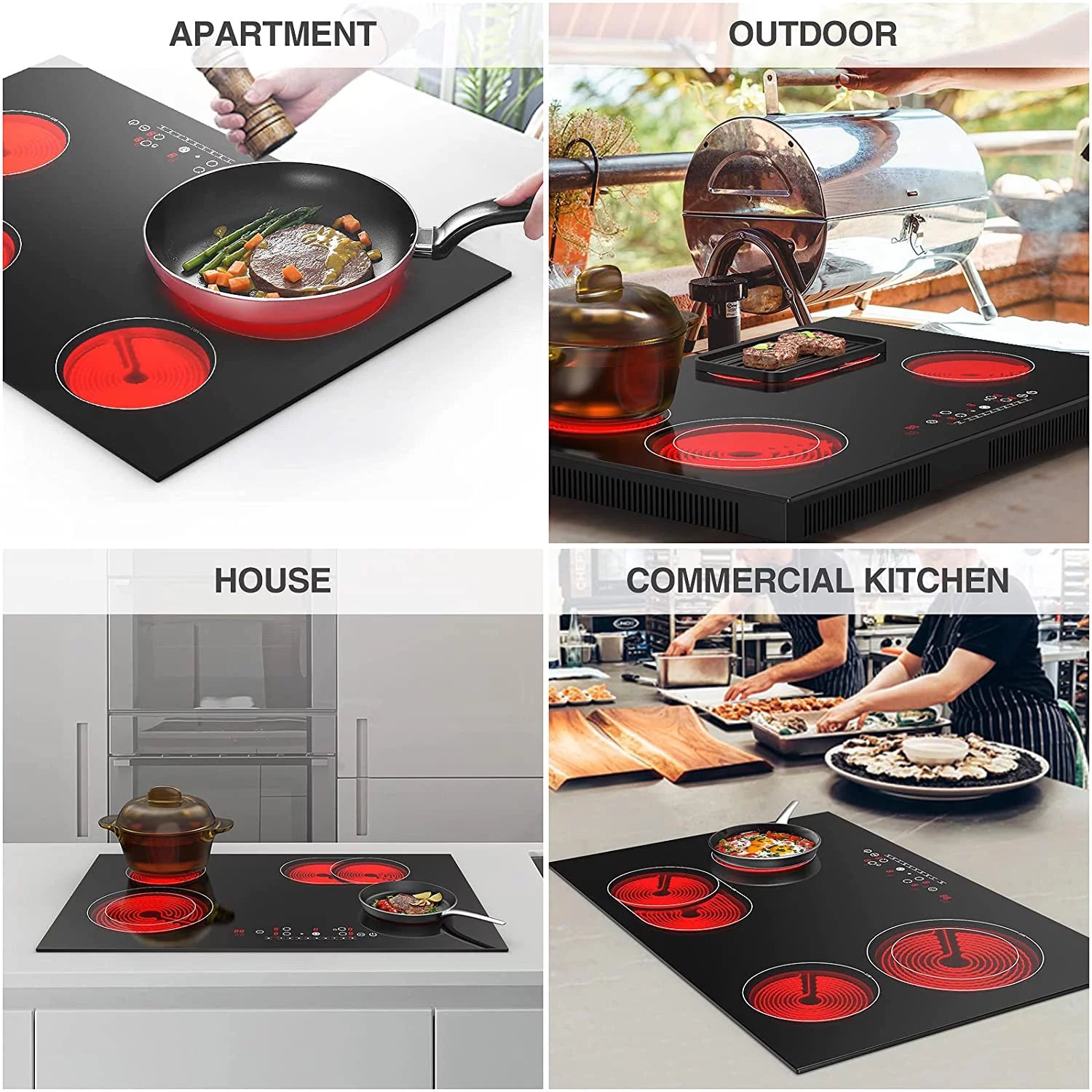 30 Inch Built-in Electric Cooktop with Touch Screen and Safety Lock B74537