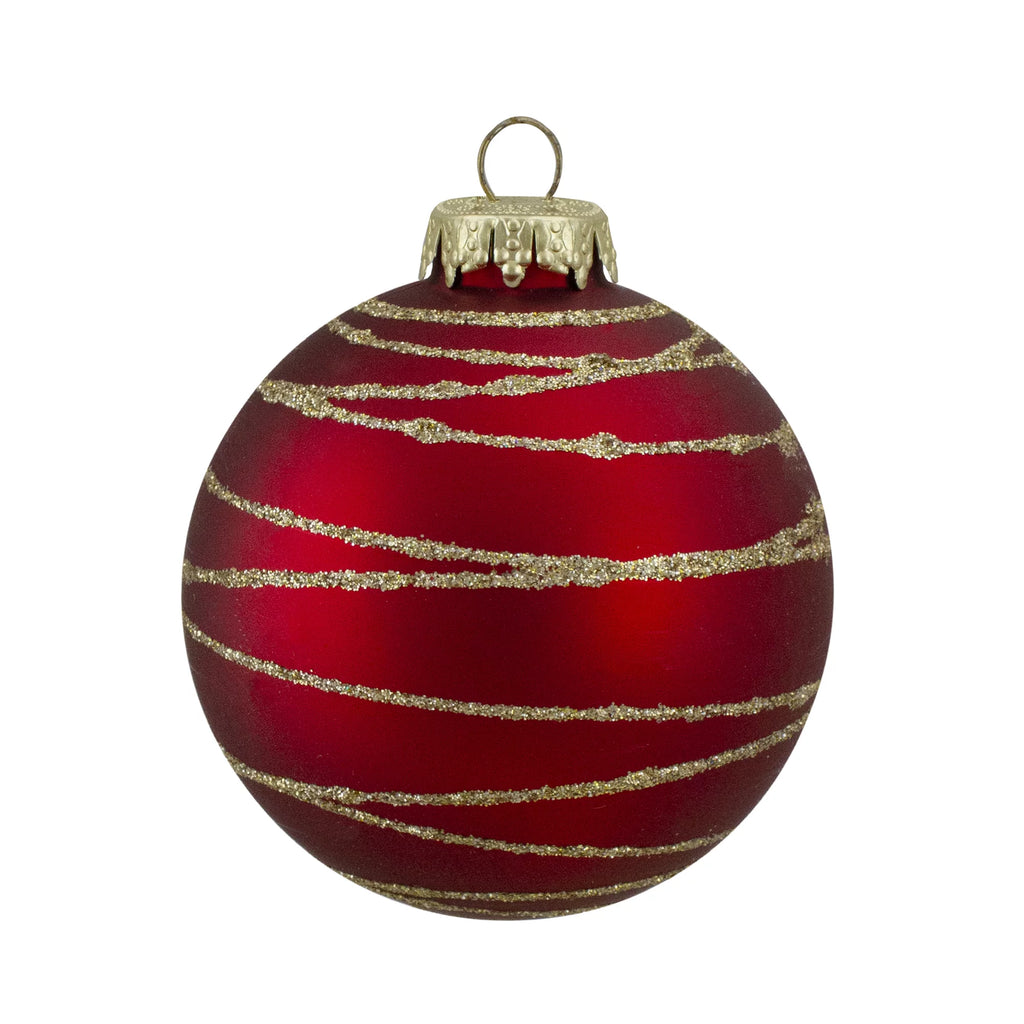 Northlight 4ct Glass Red and Green Matte Christmas Ball Ornaments 80mm I300