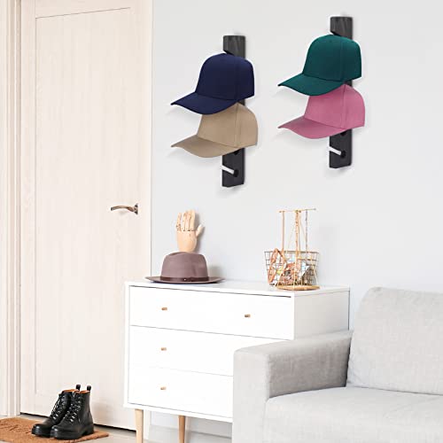Hat Rack for Wall Baseball Cap Organizer Hanger (2 Pack) Wooden Brown C5457
