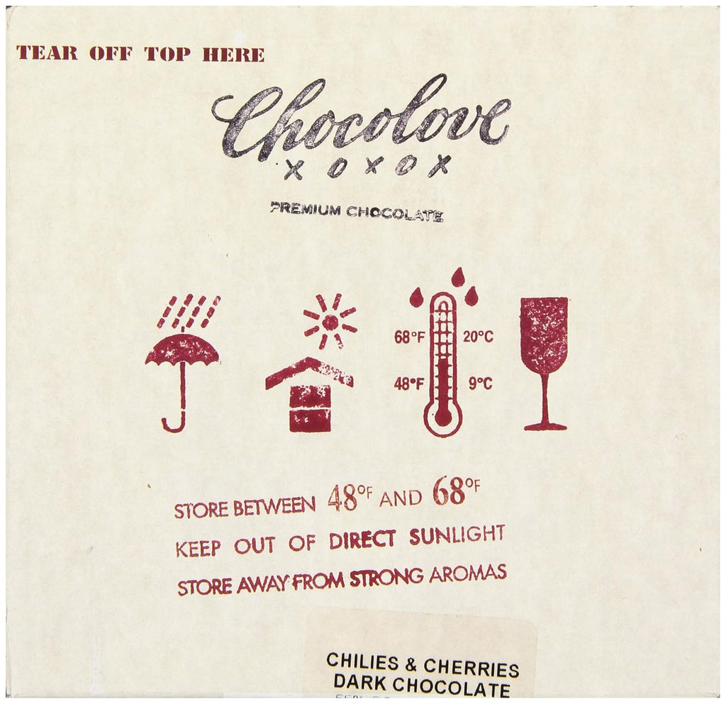 Chocolove Dark Chocolate Chilies & Cherries, 3.2 oz (Pack of 12) W207
