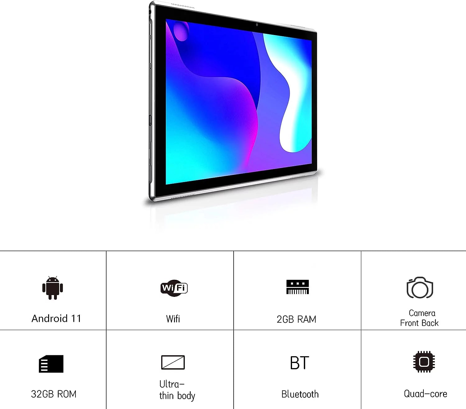 10 Inch Android 11 Tablet, 32GB ROM, 8MP Camera, WiFi M58772