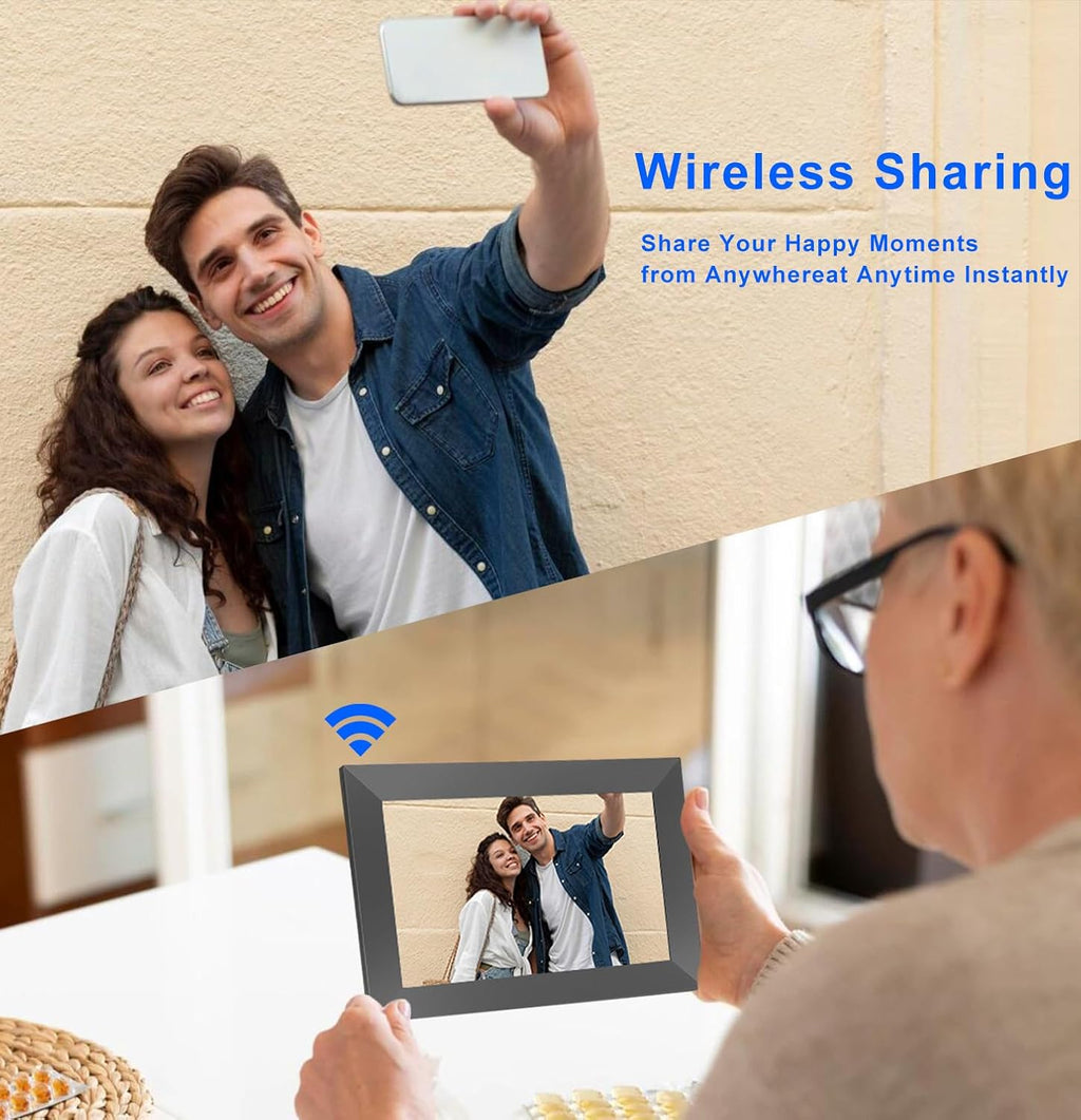 FRAMEO 10.1 Inch WiFi Digital Picture Frame with 32GB Storage and Touch Screen D155