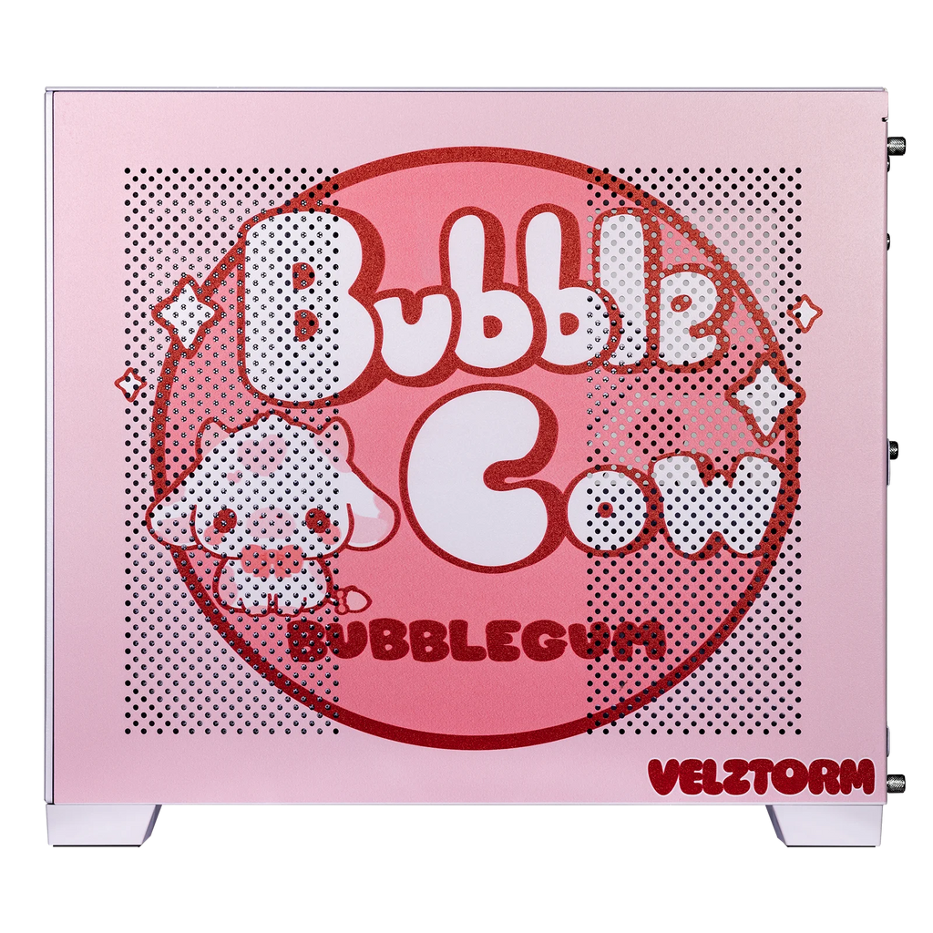 Velztorm Bubble Cow Custom Art Aluminum Tempered Glass O11 Dynamic Mini Rose Pink Gaming Computer Case D216277
