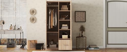 71'' Wooden Armoire with Double Doors and Storage Drawer U9775