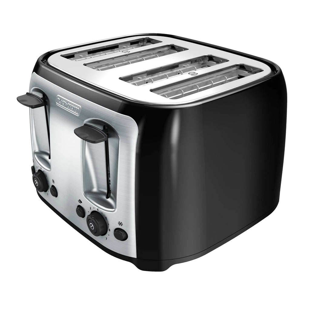 BLACK+DECKER 4-Slice Toaster with Extra-Wide Slots, Black/Silver I58019