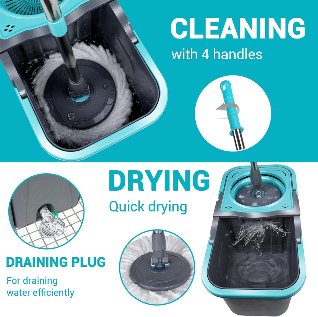 Mastertop Spin Mop and Bucket with Wringer, 6 Replacement Refills for Hardwood, Tile W942987