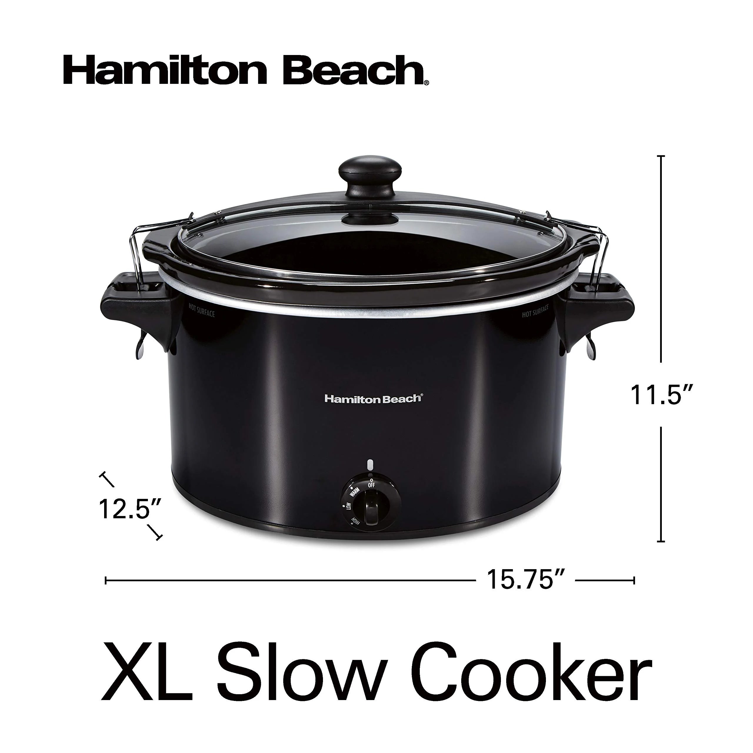 Hamilton Beach Slow Cooker 10 Quart Portable with Lid Lock, Dishwasher Safe Crock, Black Z9769