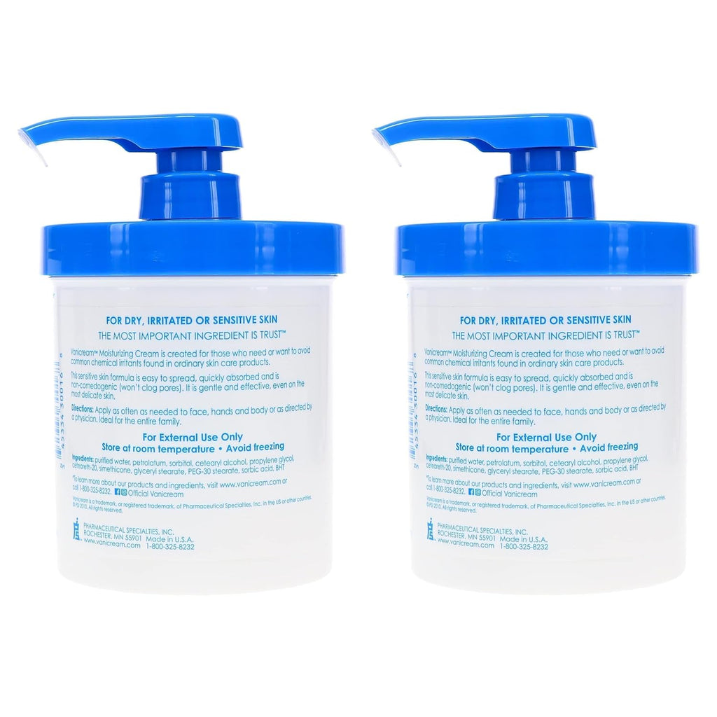 Vanicream Skin Cream with Pump Dispenser, 16 oz, Pack of 2 P8818