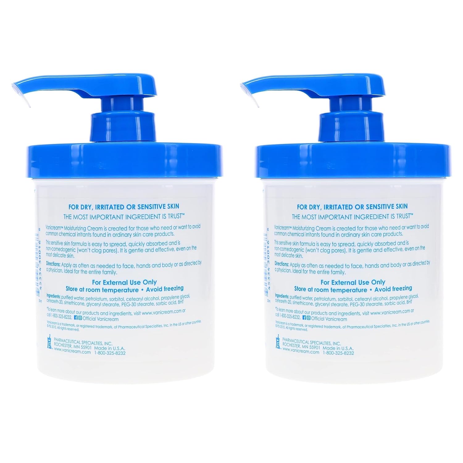 Vanicream Skin Cream with Pump Dispenser, 16 oz, Pack of 2 P8818