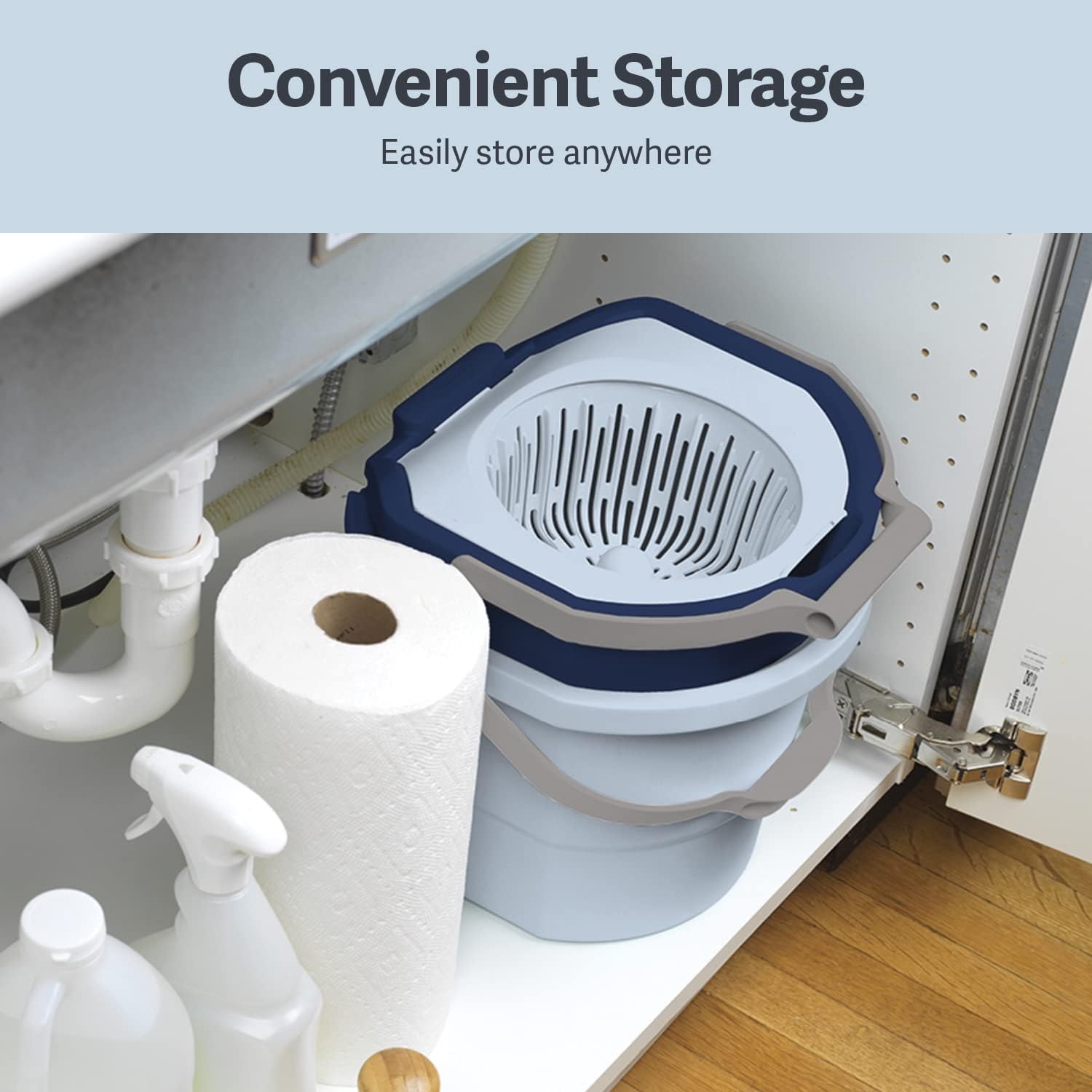 Casabella Clean Water Spin Mop with 2-Bucket System, Blue/White H513001