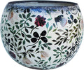 Old world ceramic red and green round planters or garden pots 4 prints available,Red and green floral print