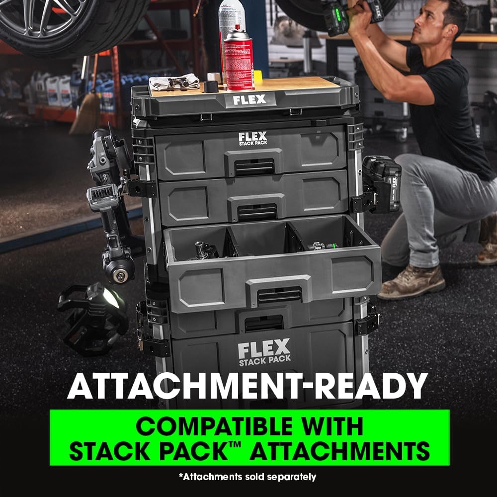 FLEX STACK PACK 3-Drawer Tool Box Storage System, Grey/Black P5232