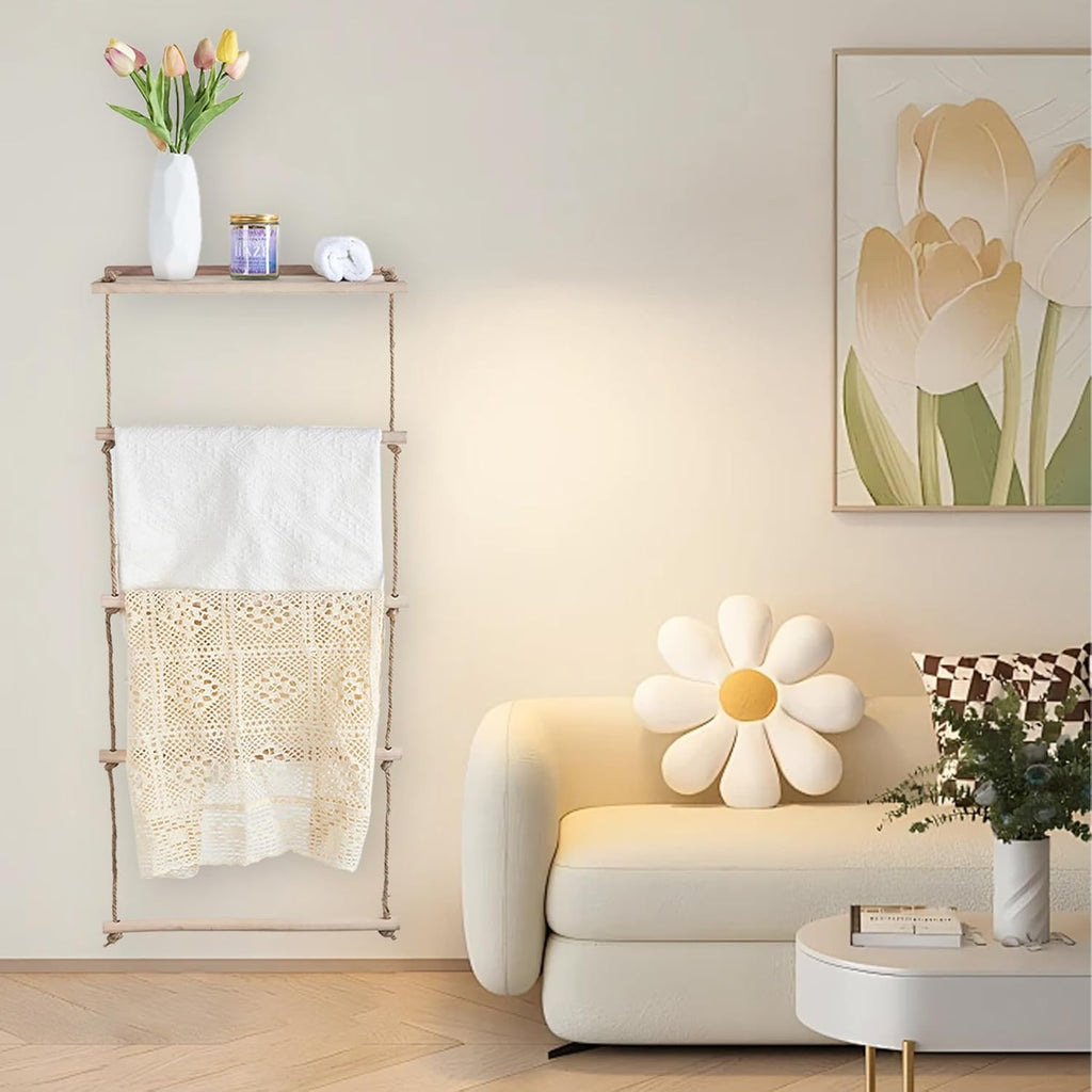 Wooden Blanket Ladder for Living Room, Bedroom, and Bathroom Q1302