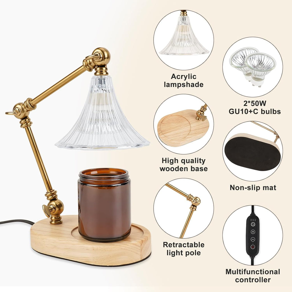 Flower Candle Warmer Lamp with Timer, Adjustable Height, Dimmable, 2 Bulbs Q28863