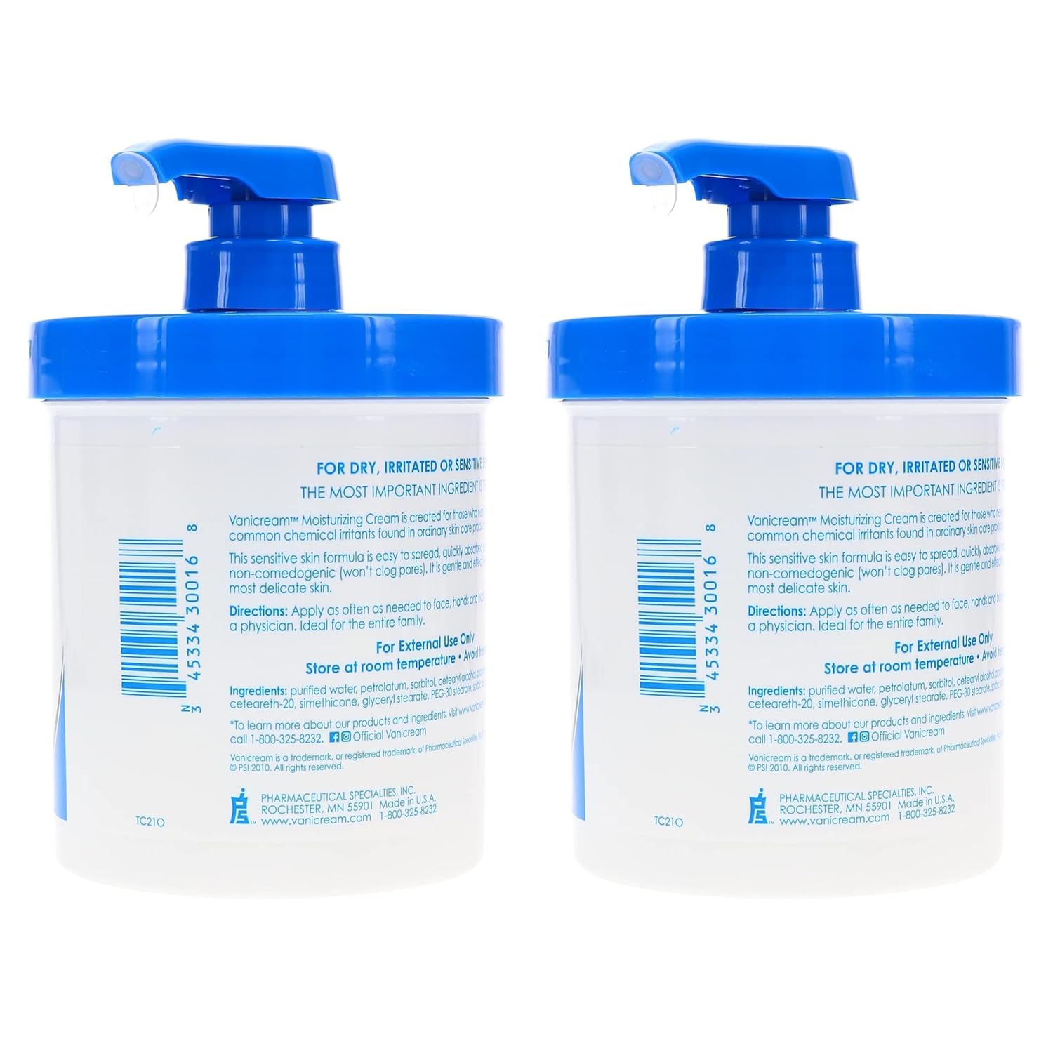 Vanicream Skin Cream with Pump Dispenser, 16 oz, Pack of 2 P8818