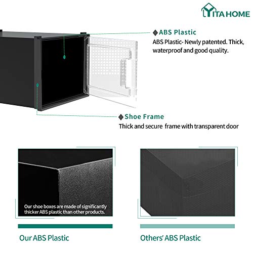 YITAHOME 18 Pack Stackable Shoe Storage Boxes for Closet, Black F28564