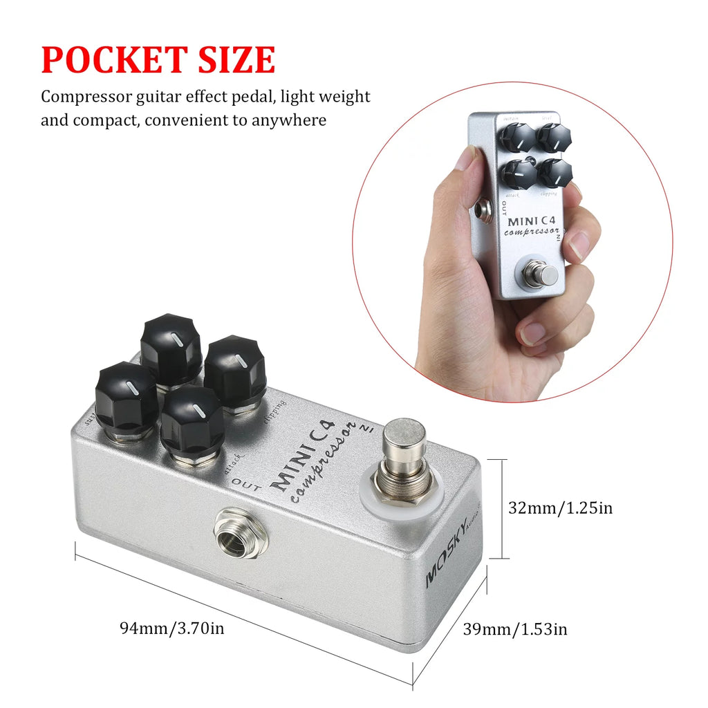 MOSKYAudio C4 Compressor Guitar Effect Pedal O8554